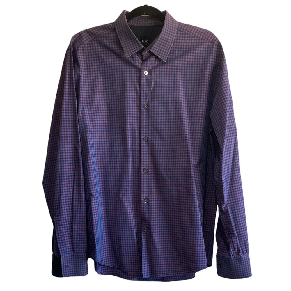 Boss by Hugo Boss Button Down Long Sleeve Plaid Slim Fit Shirt XL Men’s